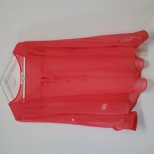 Black Rainn Bright Pink Sheer Blouse XL